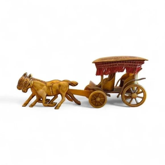 Vintage Celluloid Toy Horse Drawn Surrey Fringed Carriage Excellent Condition - Picture 2 of 6